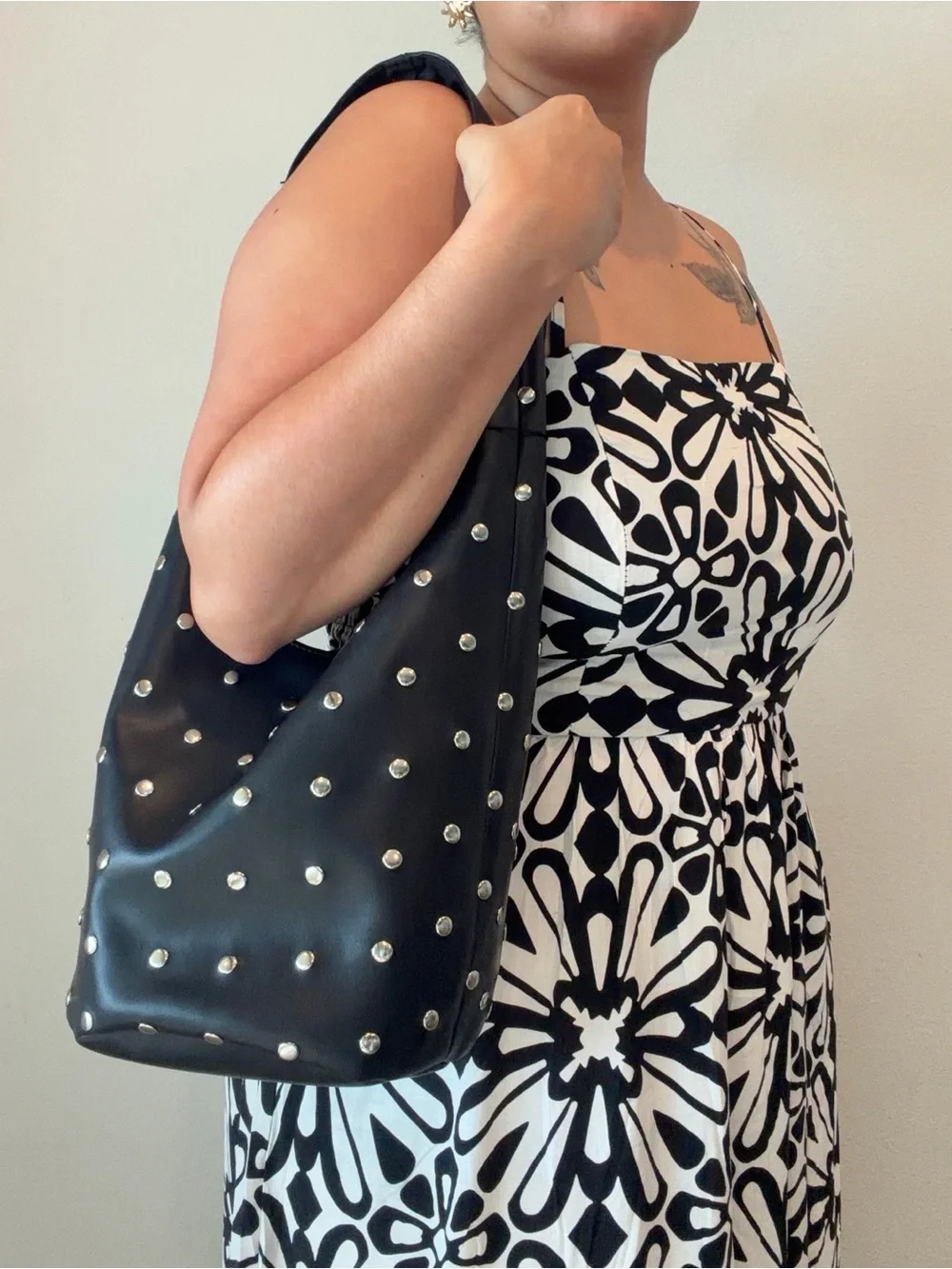Black Studded Hobo Shoulder Bag- NWT